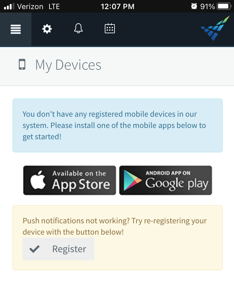 Register Device in Vector Scheduling Mobile App