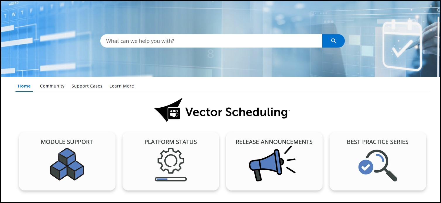 How to Use the Vector Scheduling Support Center