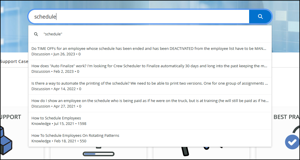 How to Use the Vector Scheduling Support Center