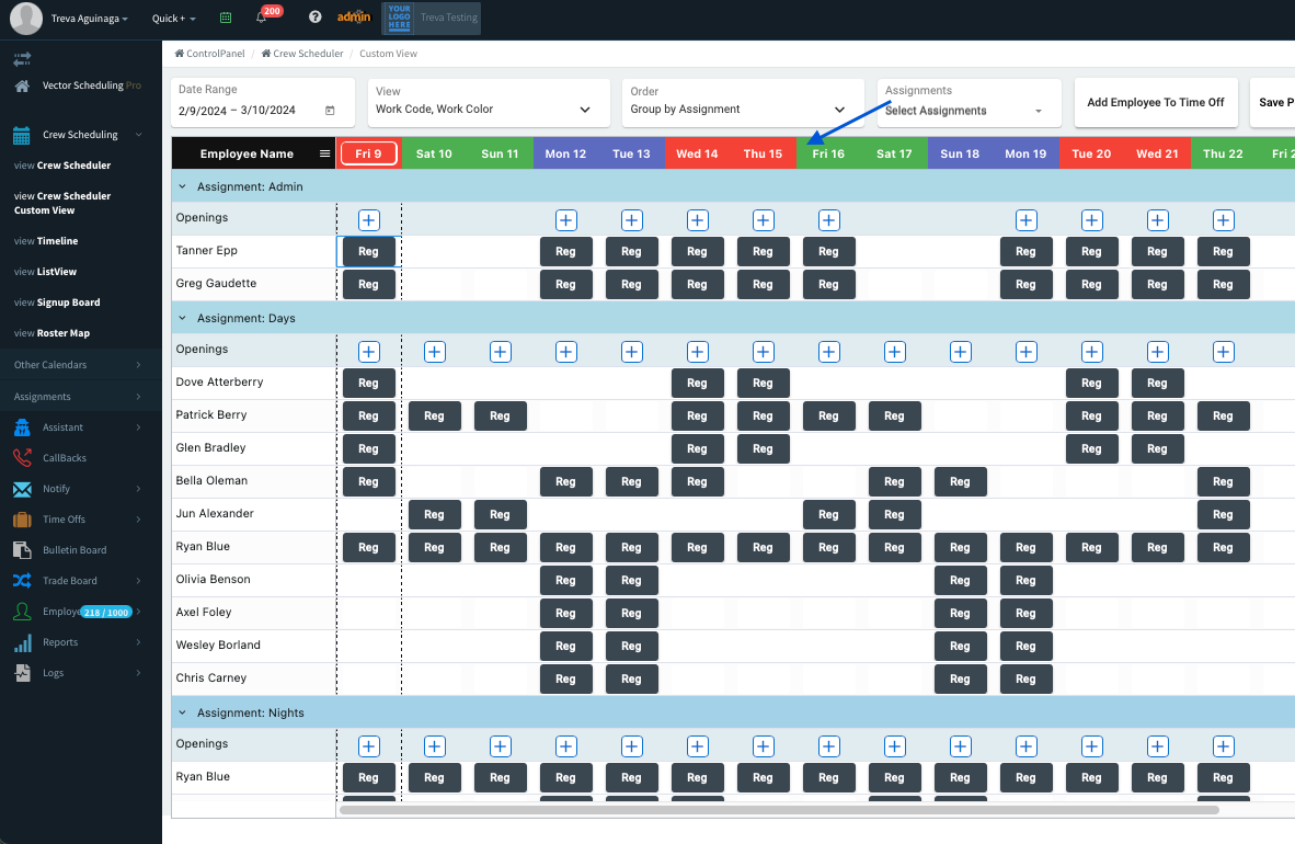 Crew Scheduler Custom View