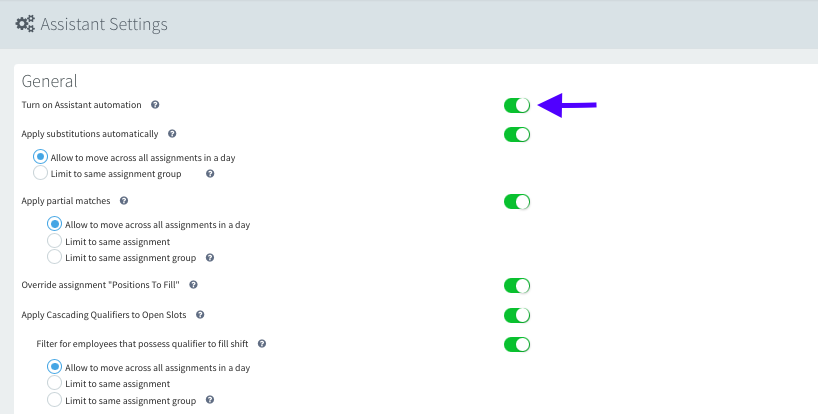 Assistant Module – Settings Reference Guide