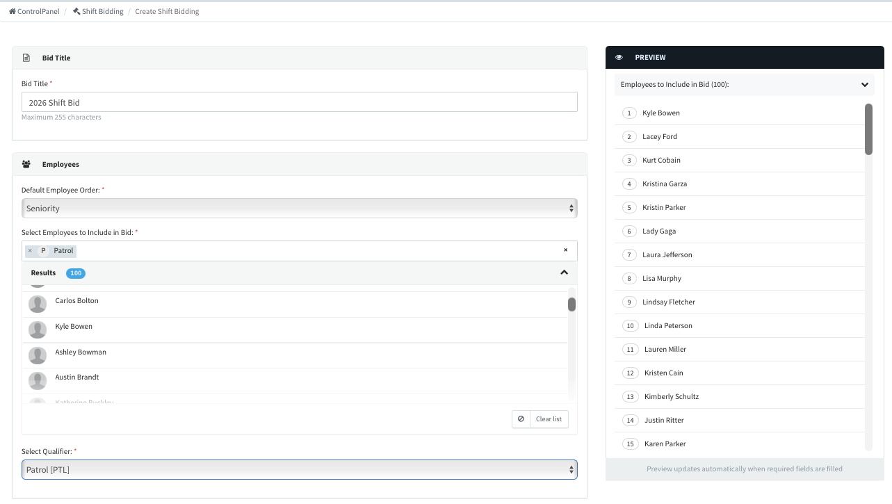 How to Create and Manage a Shift Bid